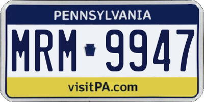 PA license plate MRM9947