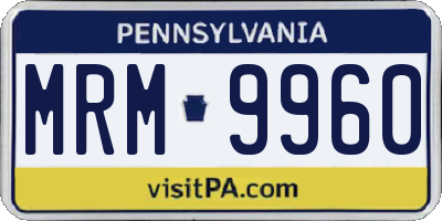 PA license plate MRM9960