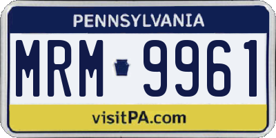 PA license plate MRM9961