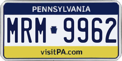 PA license plate MRM9962