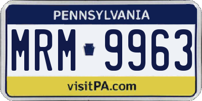 PA license plate MRM9963
