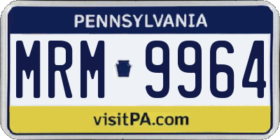 PA license plate MRM9964