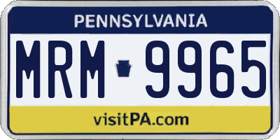 PA license plate MRM9965