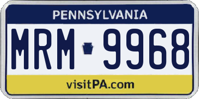 PA license plate MRM9968