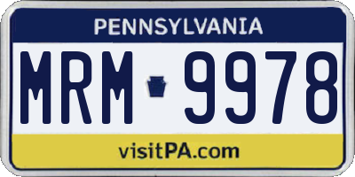 PA license plate MRM9978