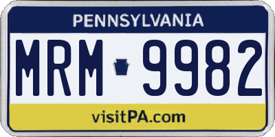 PA license plate MRM9982