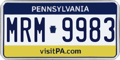 PA license plate MRM9983