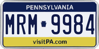 PA license plate MRM9984