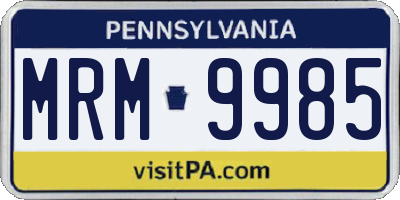 PA license plate MRM9985