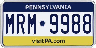PA license plate MRM9988