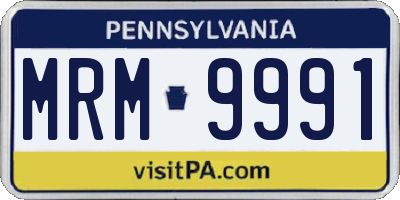 PA license plate MRM9991