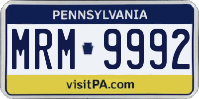 PA license plate MRM9992