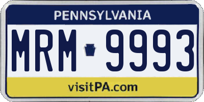PA license plate MRM9993