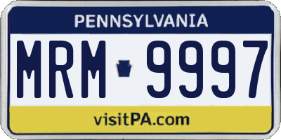 PA license plate MRM9997