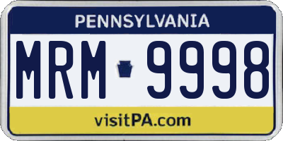 PA license plate MRM9998