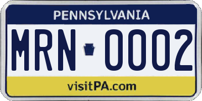PA license plate MRN0002