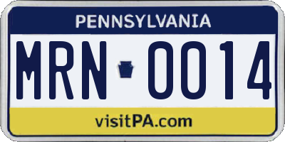 PA license plate MRN0014