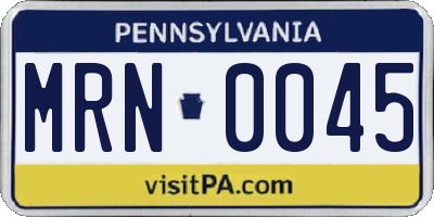 PA license plate MRN0045