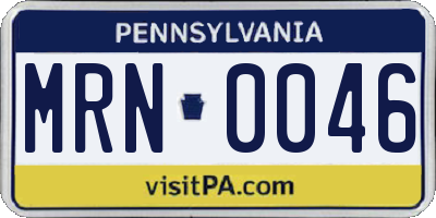 PA license plate MRN0046