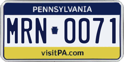 PA license plate MRN0071