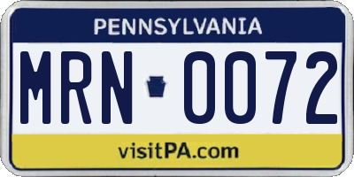 PA license plate MRN0072
