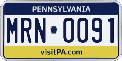 PA license plate MRN0091