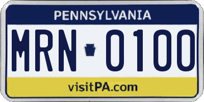 PA license plate MRN0100