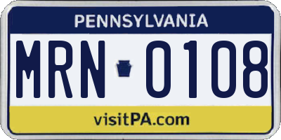 PA license plate MRN0108