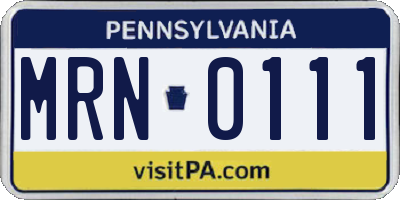 PA license plate MRN0111