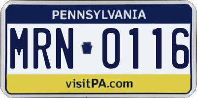 PA license plate MRN0116