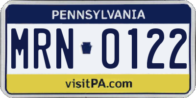 PA license plate MRN0122