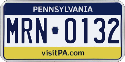 PA license plate MRN0132
