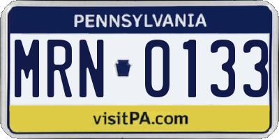 PA license plate MRN0133