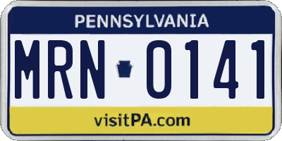 PA license plate MRN0141