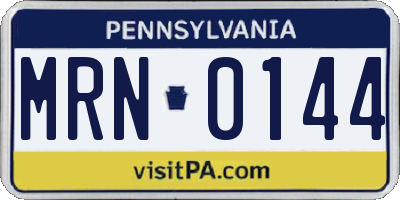PA license plate MRN0144