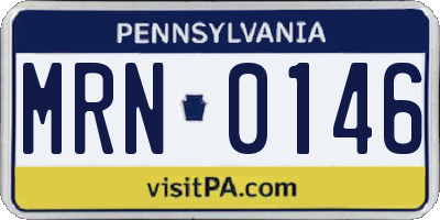 PA license plate MRN0146