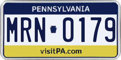 PA license plate MRN0179
