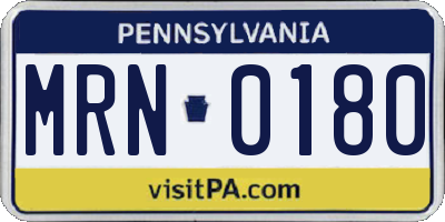 PA license plate MRN0180