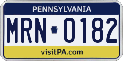 PA license plate MRN0182