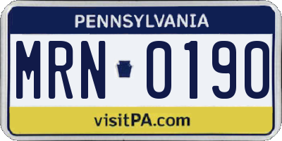 PA license plate MRN0190
