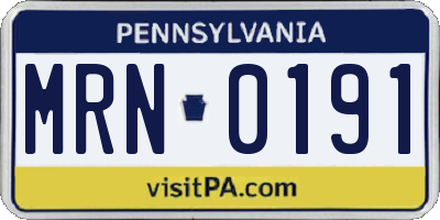 PA license plate MRN0191