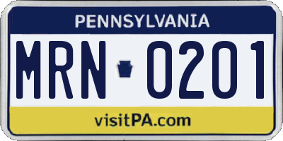 PA license plate MRN0201