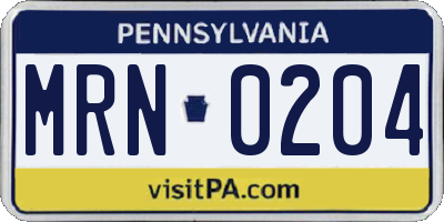 PA license plate MRN0204