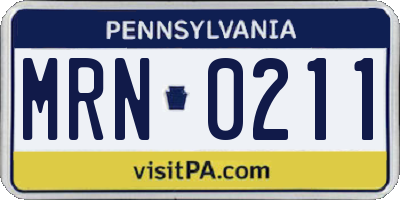 PA license plate MRN0211