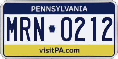 PA license plate MRN0212