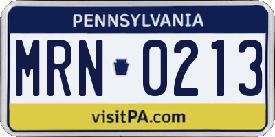PA license plate MRN0213