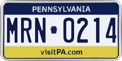 PA license plate MRN0214