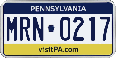 PA license plate MRN0217