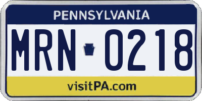 PA license plate MRN0218