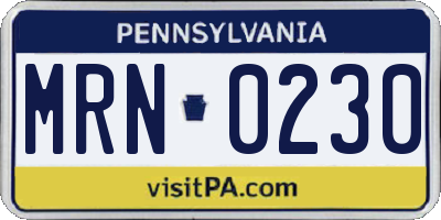 PA license plate MRN0230